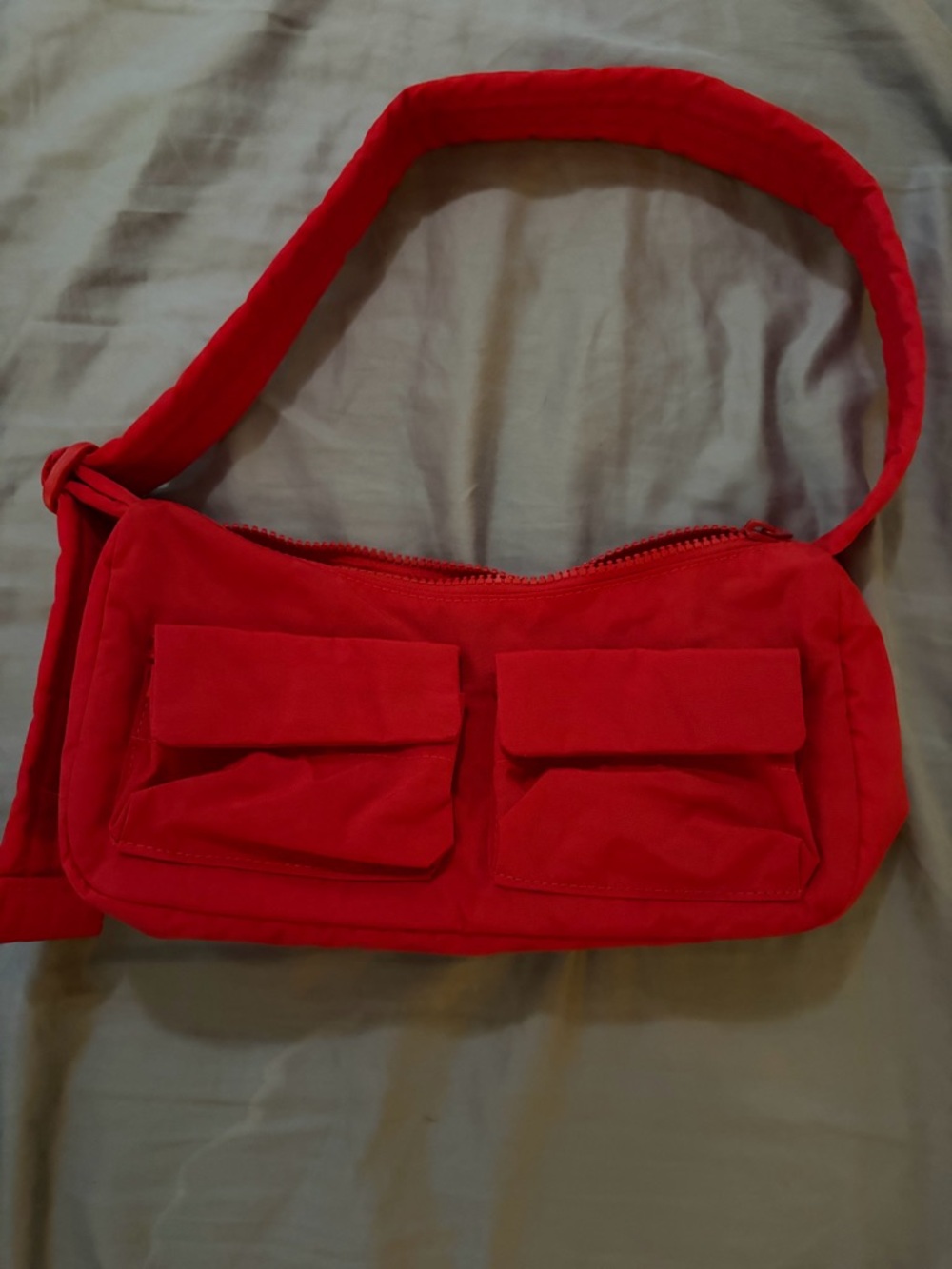 Baggu Candy Apple Red Mini Shoulder Bag with Front Pockets